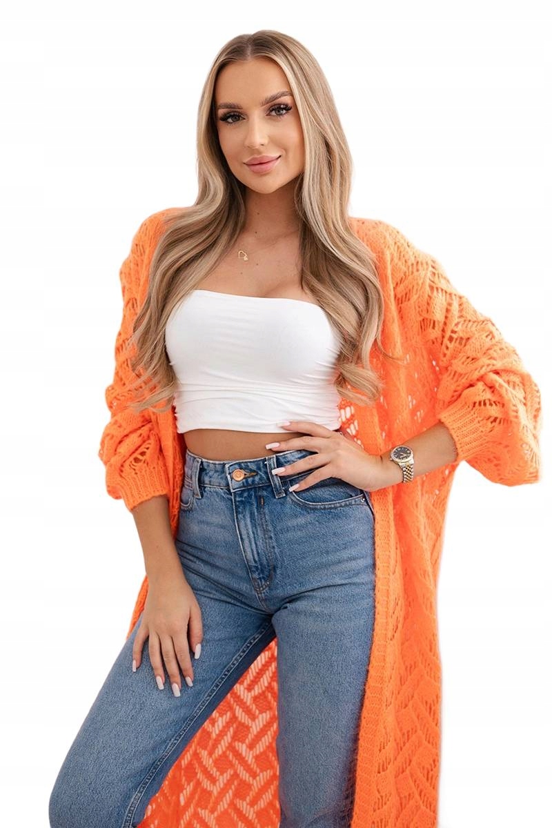 Dlouhý svetr Kid Moher oranžový neonový