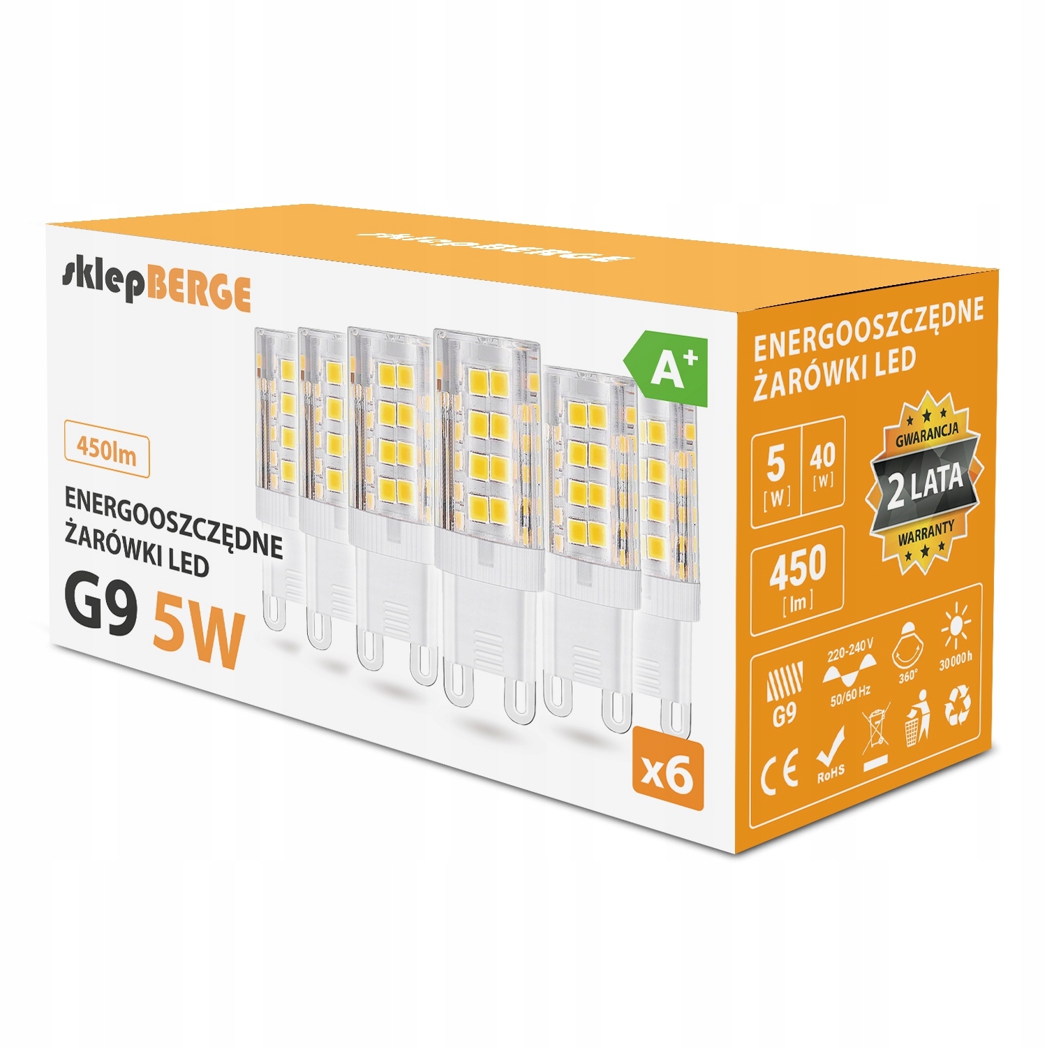

6x Żarówka Led G9 5W=45W 450lm 3 Berge