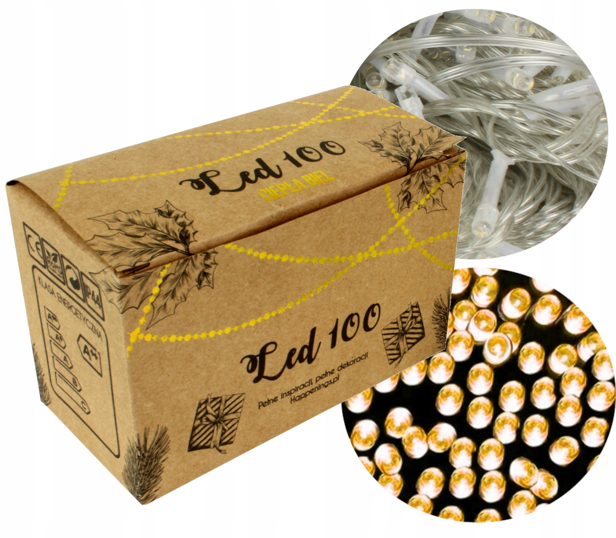 

Światełka Lampki 100LED Ciepły Biały Przezroczyste