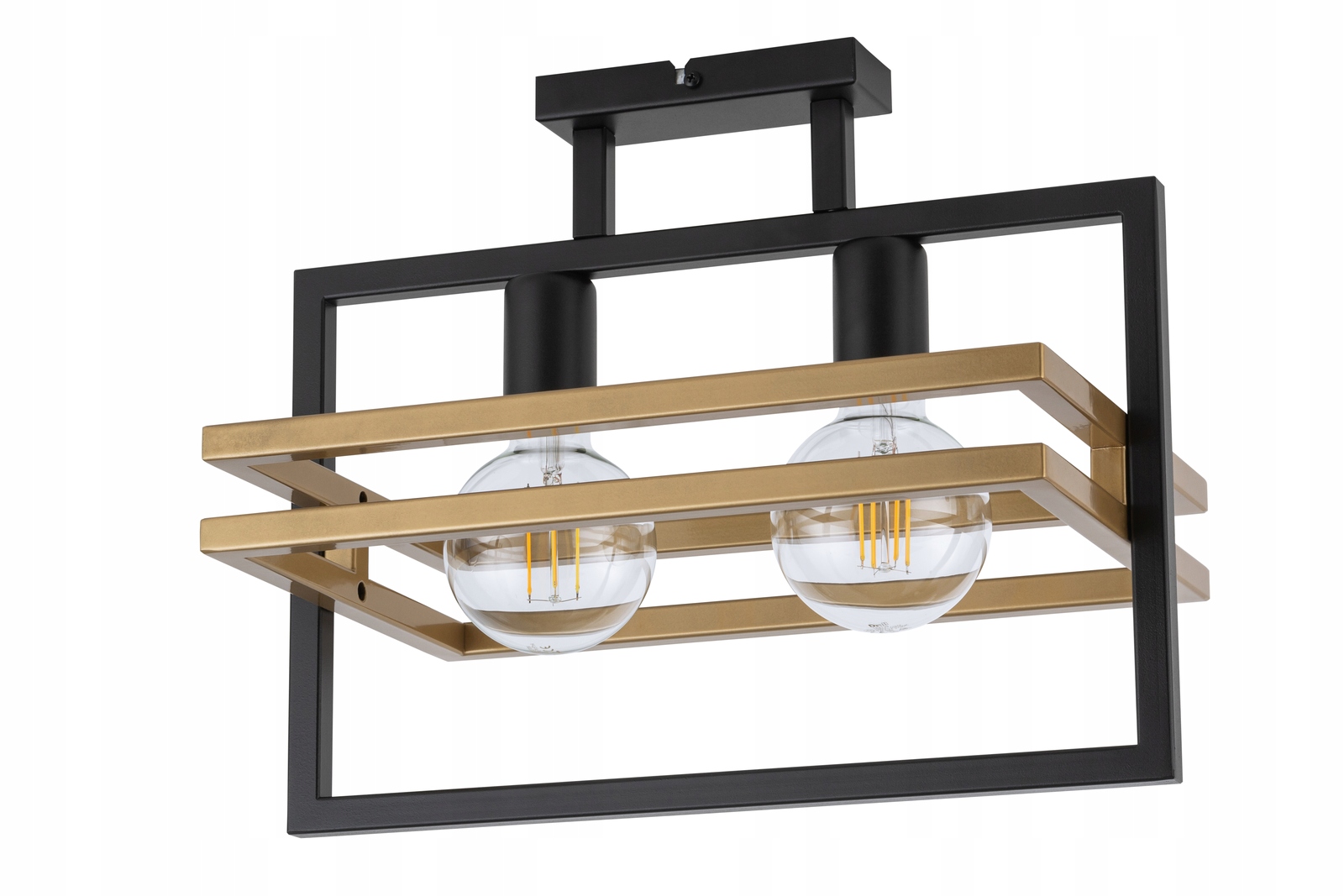 Dekoratívna stropná lampa loft industriálna čierna zlatá dvojitá Sigma