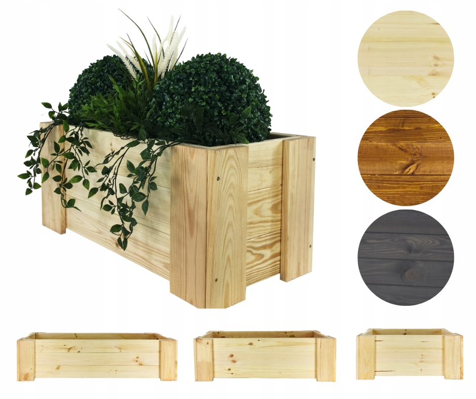 Dřevěná balkonová truhla zahradní květináč bylinkový záhon obal 30x60x30 cm Eko