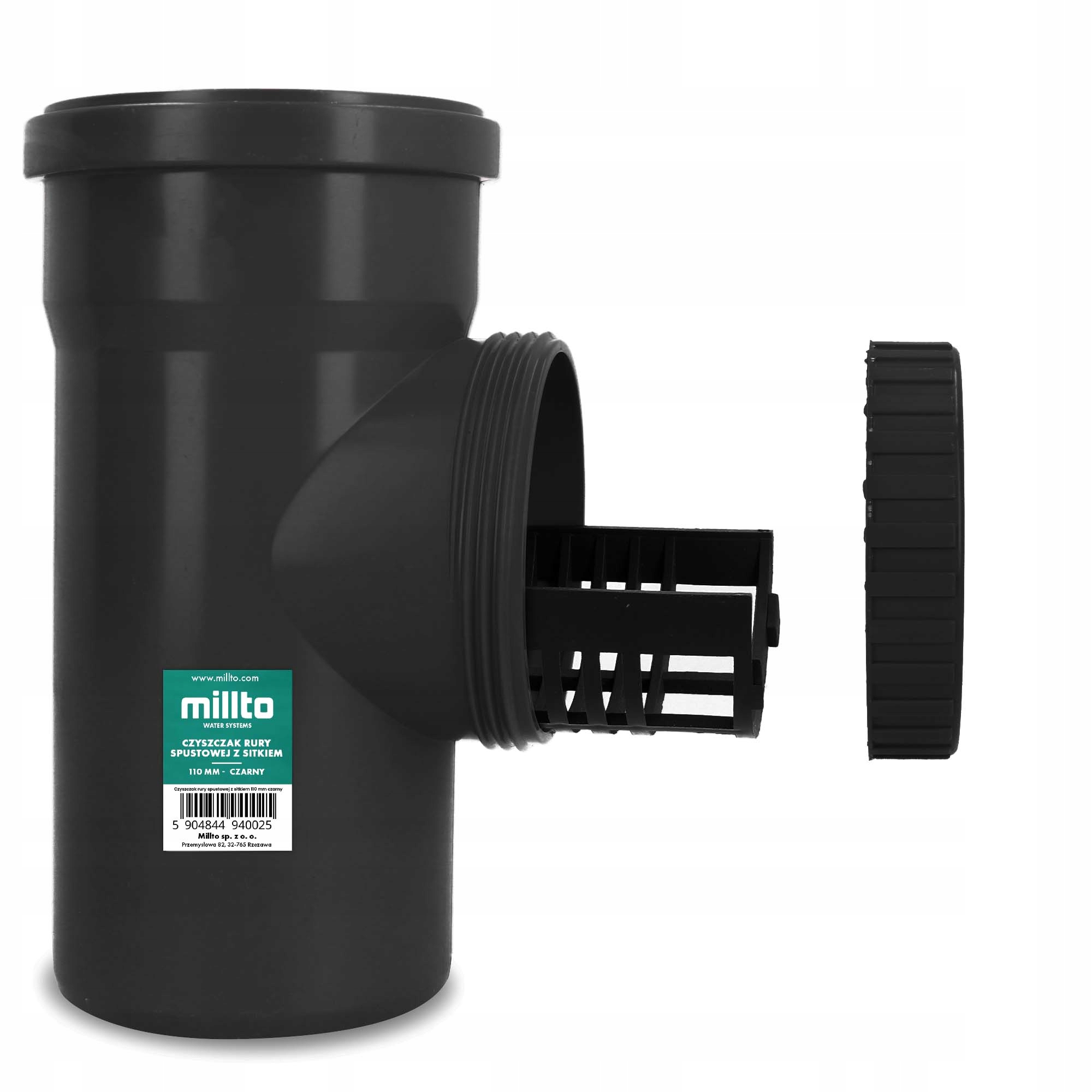 Czyszczak REWIZJA RYNNY Rury Spustowej 110 mm SITKO Rynnowy Czarny ZAŚLEPKA Średnica 110 mm