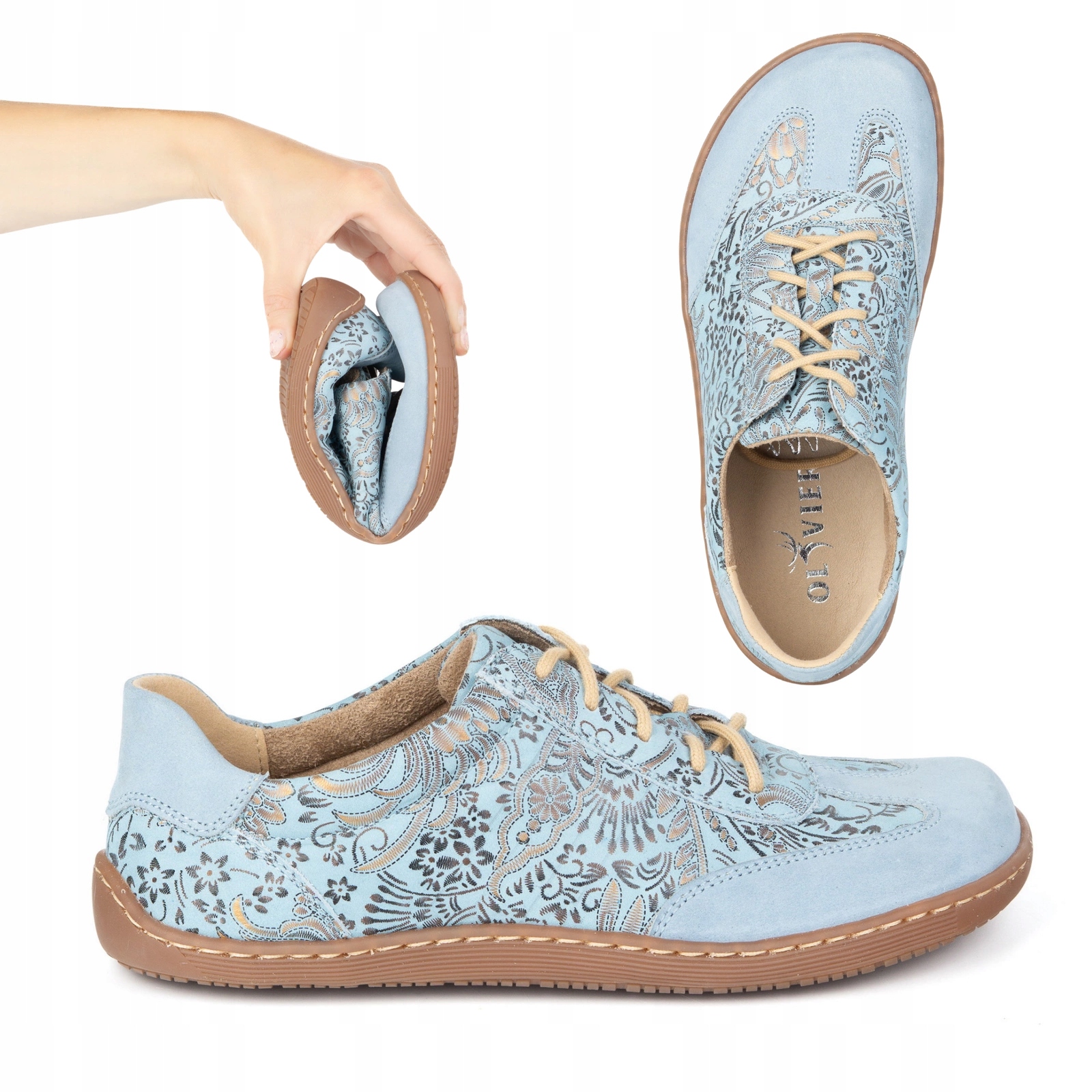 Boty Barefoot dámské kožené minimalistické 1287 modré 37