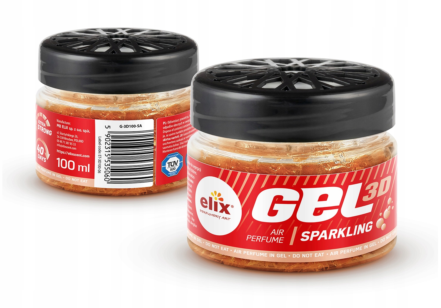 Odświeżacz powietrza zapach SPARKLING ELIX GEL3D mocny do samochodu 100ml Rodzaj żele