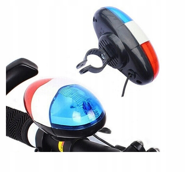 LAMPKA ROWEROWA DZWONEK SYRENA DŹWIĘKOWA POLICJA STRAŻ LED KOLORY Marka HuW