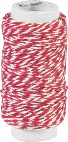 Sznurek bawełna 20m czerwony/biały