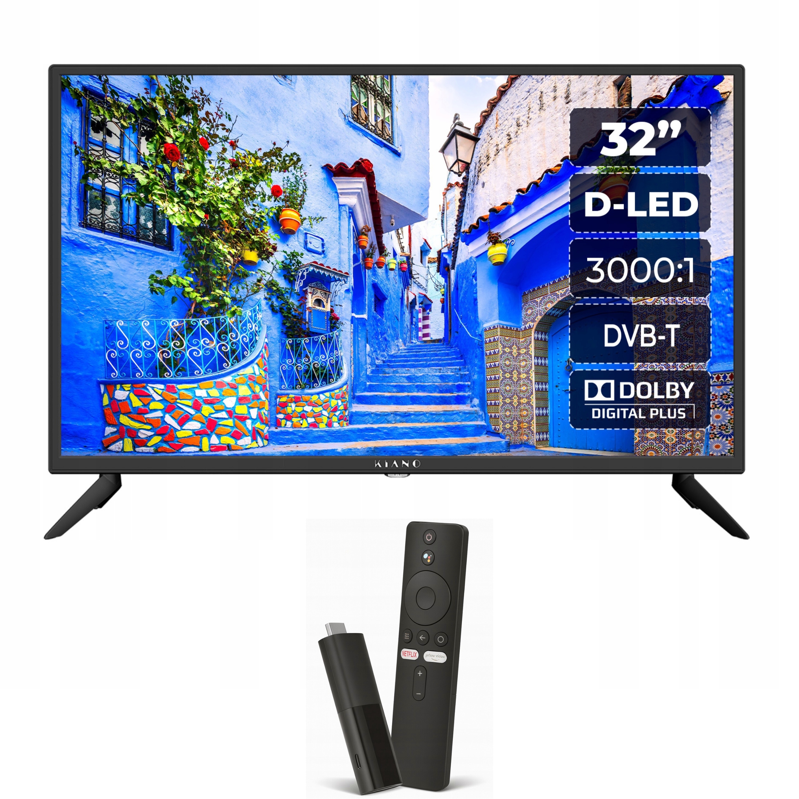 Televízor Kiano Tv KS32 Thin Frame D-led 32 palcov Xiaomi Mi Tv Stick Smart