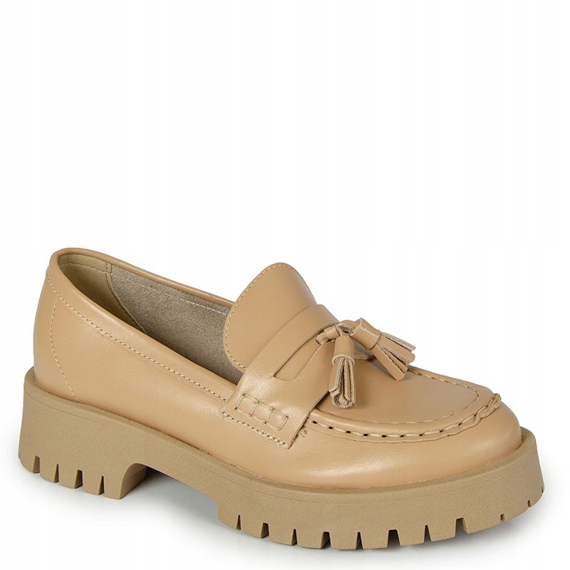 Chebello 2821 Béžové Kožené Mokasíny 36