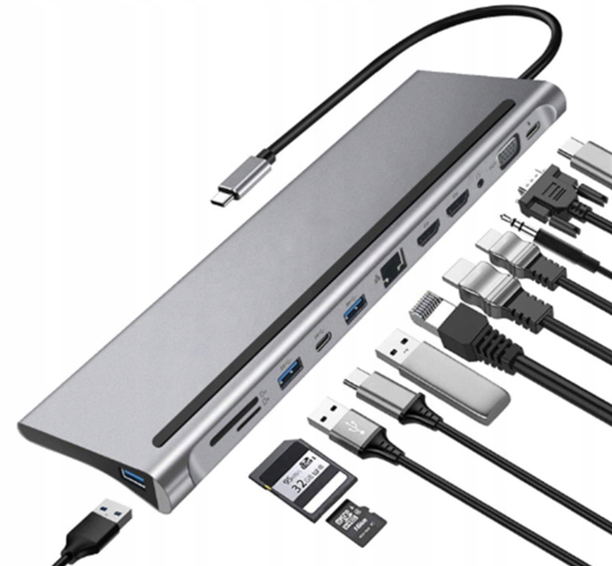 

Hub Usb-c 2x Hdmi 4k Vga Lan RJ45 Usb 3.0 87W Pd