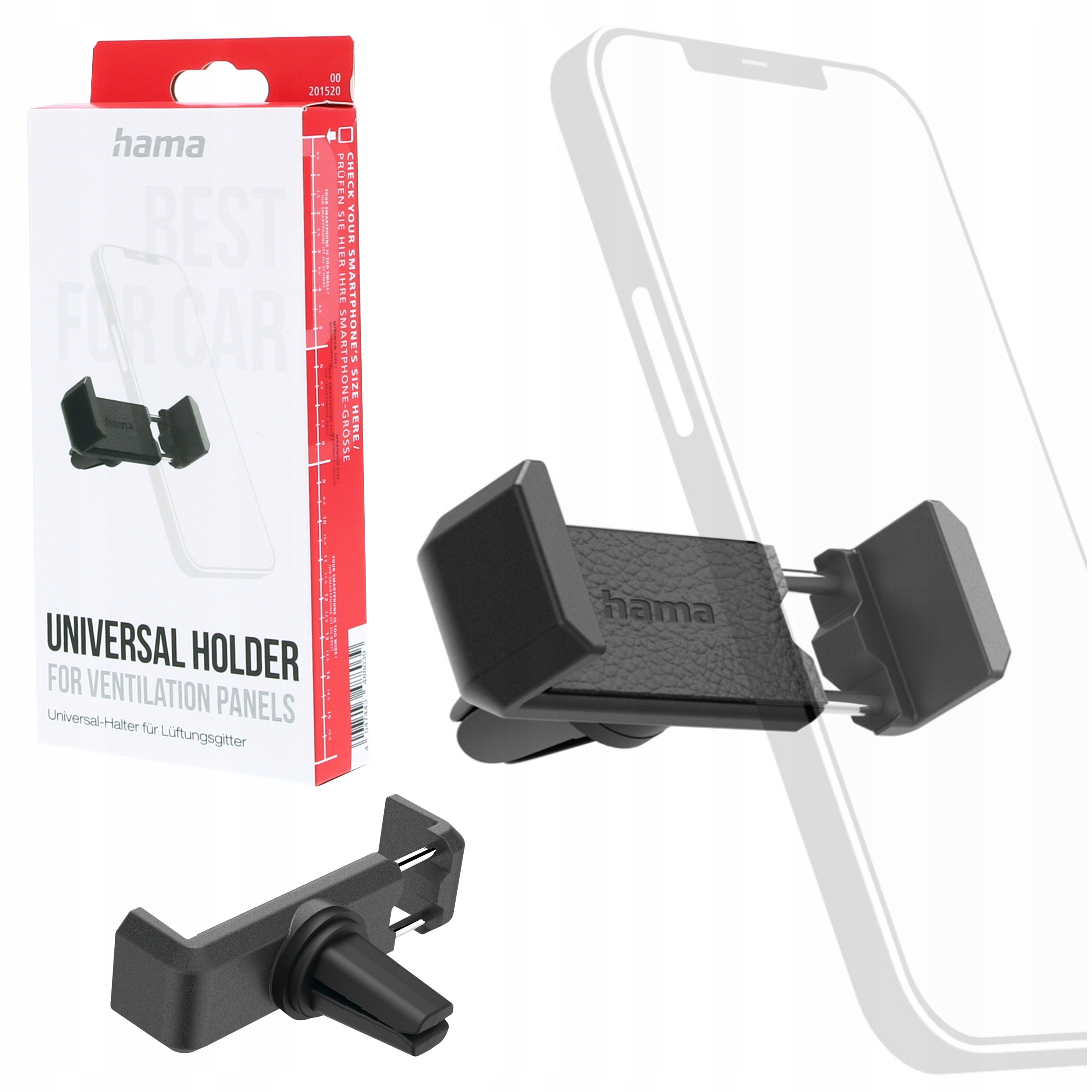 Uchwyt do samochodu na telefon Hama uniwersalny na kratkę nawiewu czarny