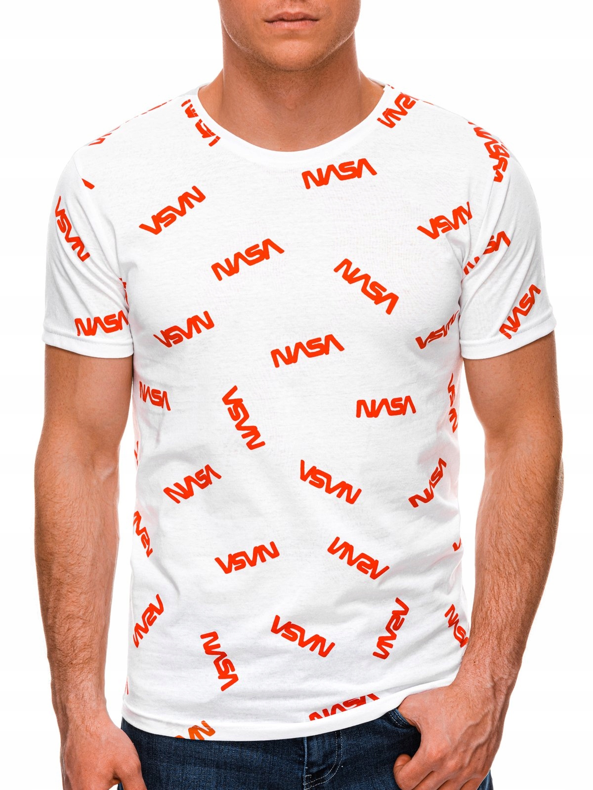 

T-shirt męski z nadrukiem 1391S biały/czerwony M