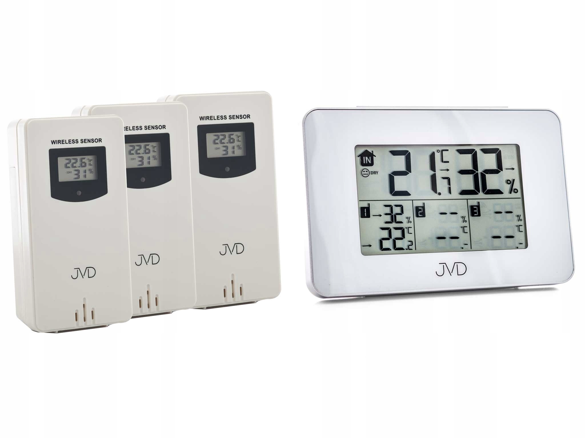 Elektronický Teploměr Jvd T3364.1 Bílý, Tři Sondy, Vlhkoměr