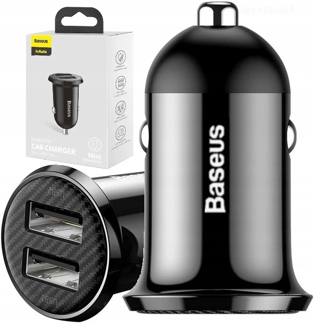 BASEUS SZYBKA MOCNA ŁADOWARKA SAMOCHODOWA DO TELEFONU 2x USB 4.8A 12-24V Informacje o bezpieczeństwie CE