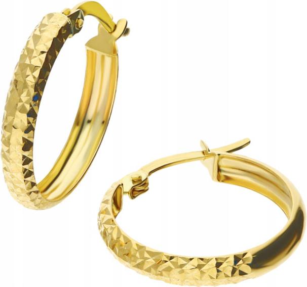 Zlaté náušnice 585, kroucená diamantová kolečka 14k, elegantní vzor pro ni