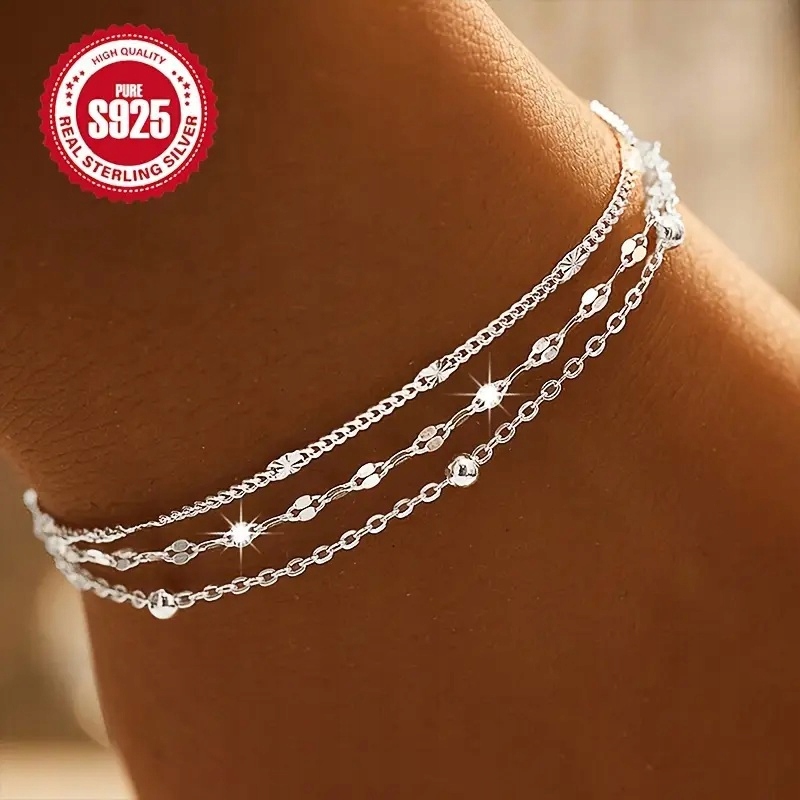 Bransoletka srebro 925 rękę srebrna dłoń potrójna łańcuszki wielowarstwowa