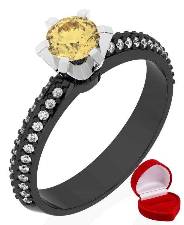 Zlatý Prstýnek 585 14k Safír 0,30 ct Černé Zlato R9