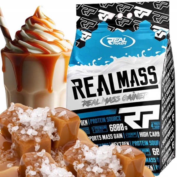 Gainer protein sacharidy Real Pharm Real Mass Slaný Karamel 6800g