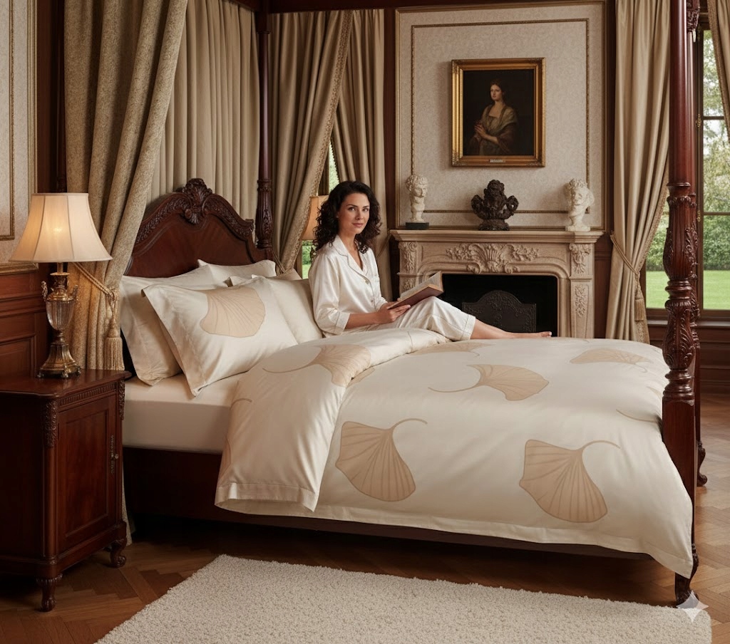 3dílná sada povlečení na peřinu, 100% bavlna, barva ginkgo béžová, do ložnice 180×200 cm