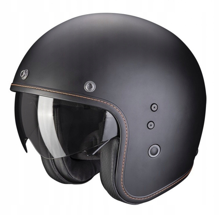 Scorpion Belfast Evo Matt Black otvorená prilba s mixom na choppera bobber L