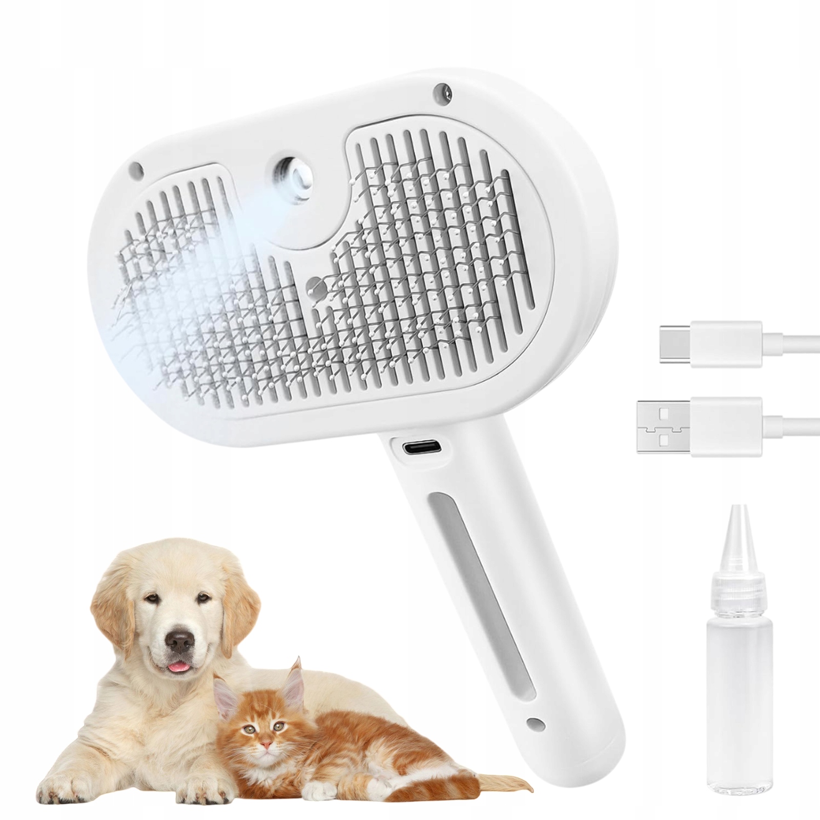 Levně Parní Kartáč Pro Kočky S Masáží – Jedno Tlačítko Pro Odstranění Chlupů