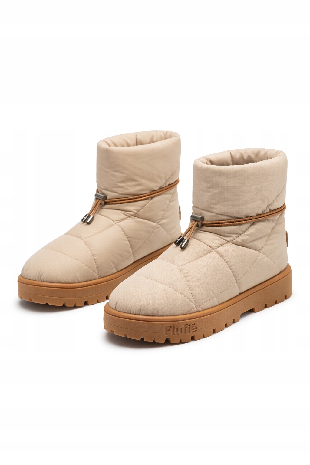 Flufie Béžové Sněhule Z Tkaniny S Hnědou Podrážkou 39 I3C