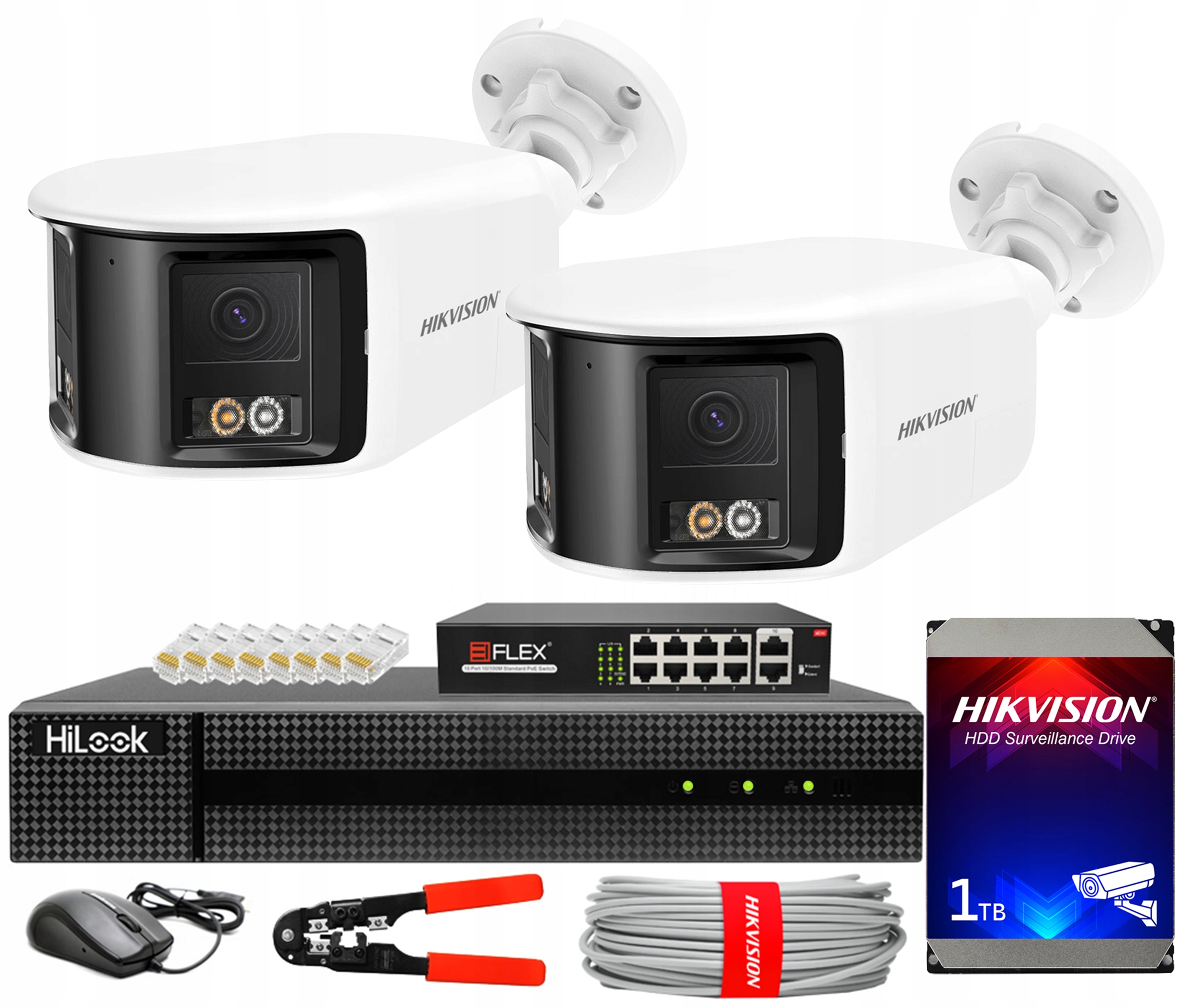 Sada pro Ip monitorování DS-2CD1T83G2P-LIUF/SL 2 kamery 8MPx Panorama PoE