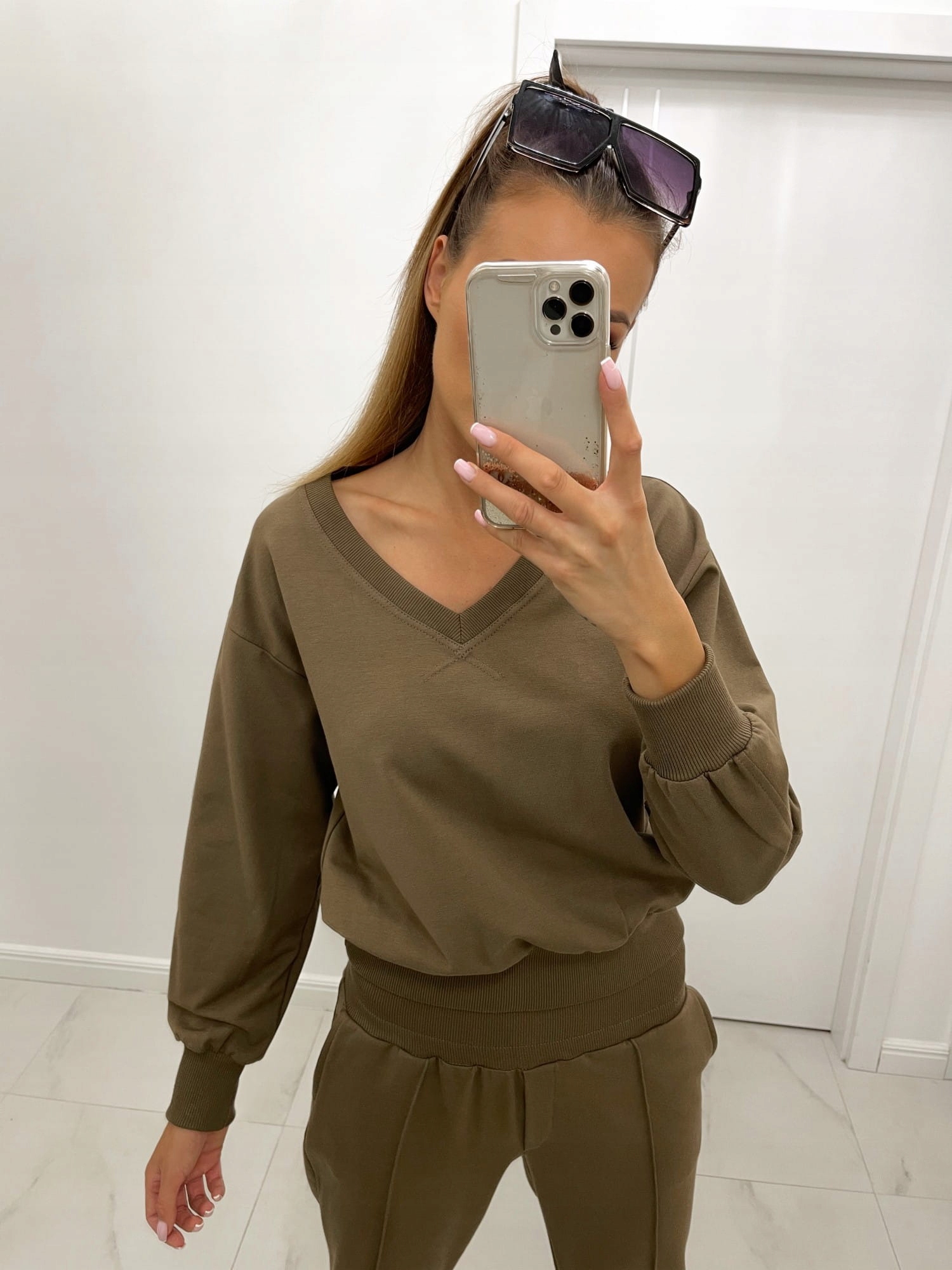 Komplet dresowy spodnie bluza brązowy Tmc Moda Marka TMC Moda