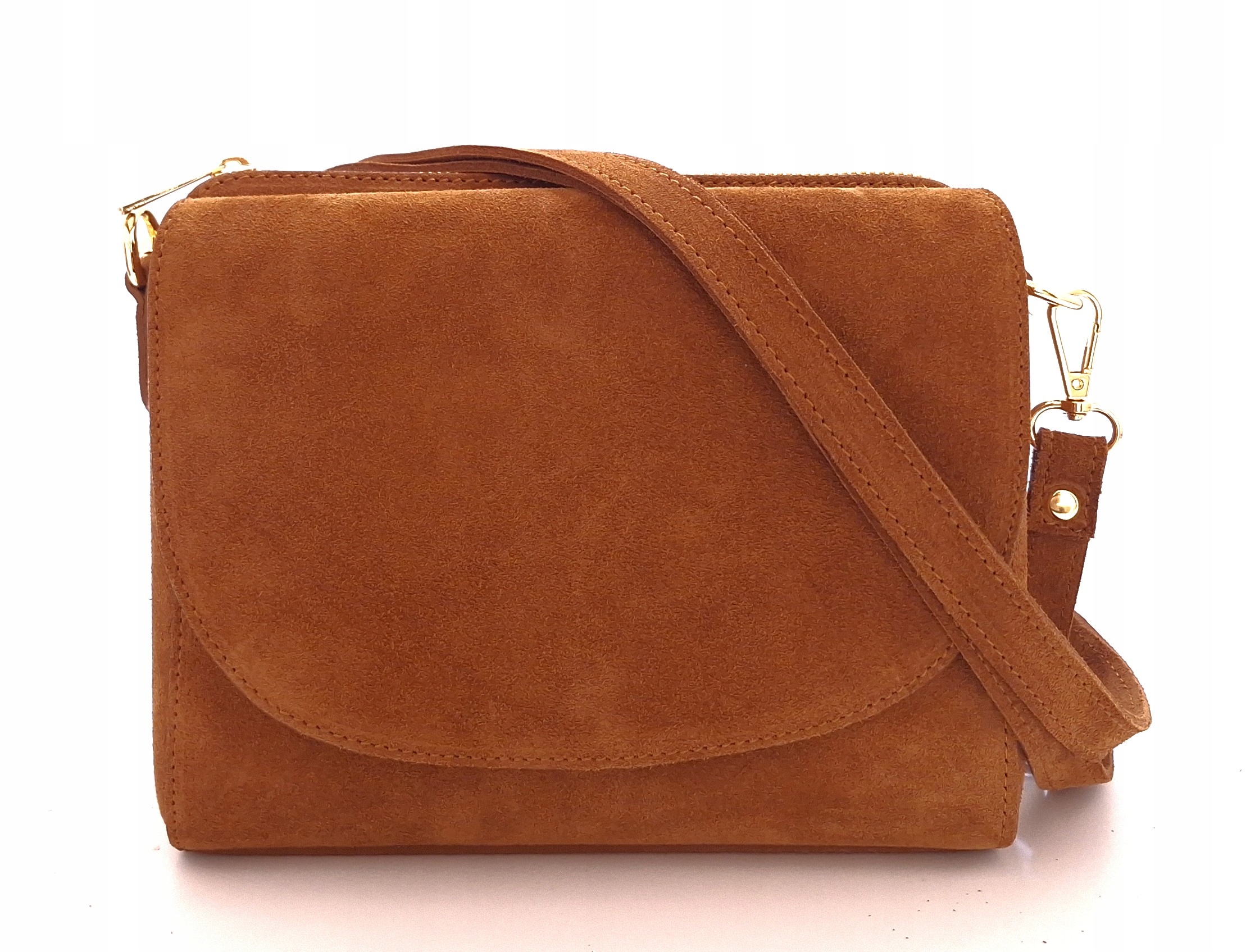 Dámská kabelka ze semišové kůže kabelka přes rameno, světle hnědá