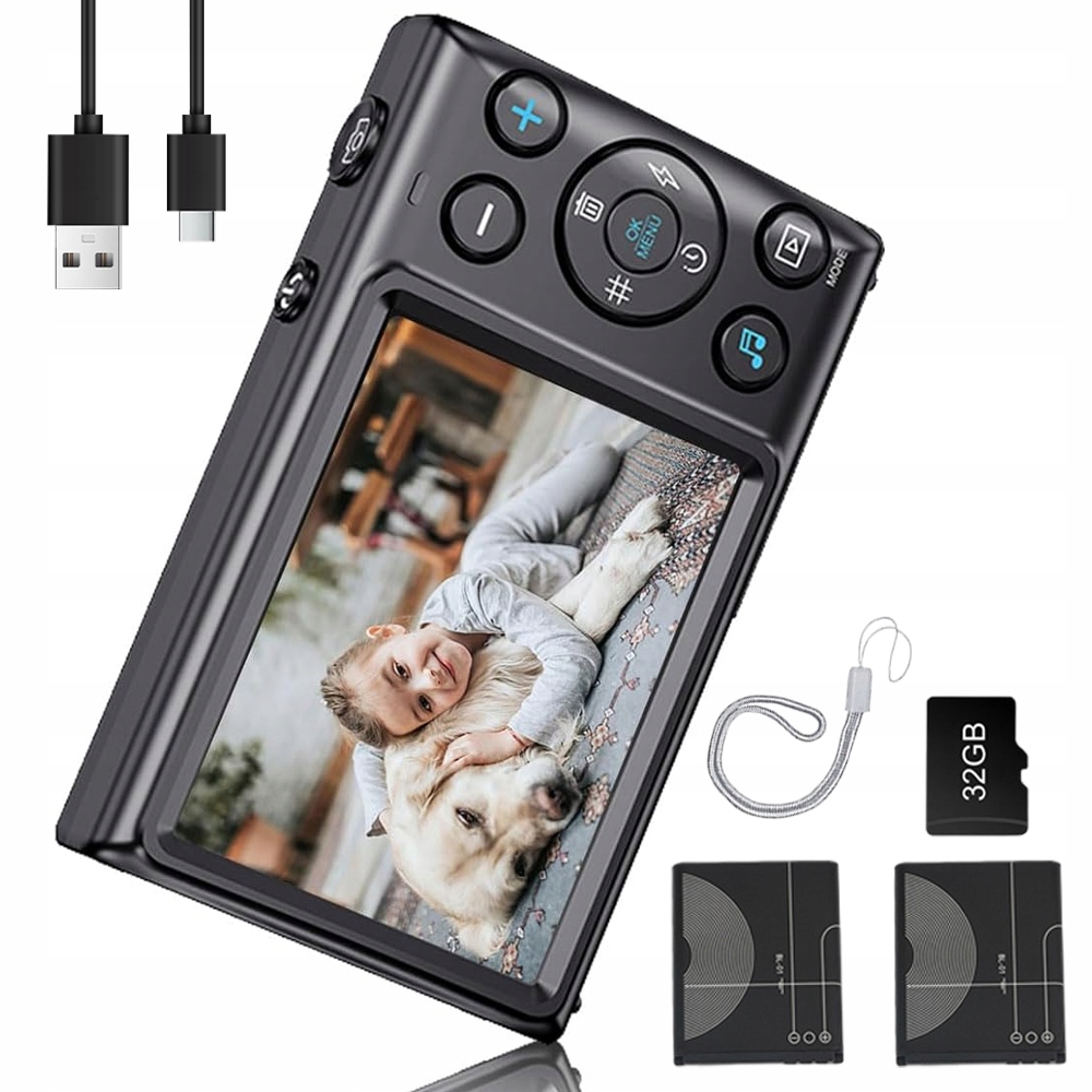 Digitální Přenosný Fotoaparát Mini Autofocus Kamera 4K 64 Mp 2,8" Obrazovkou