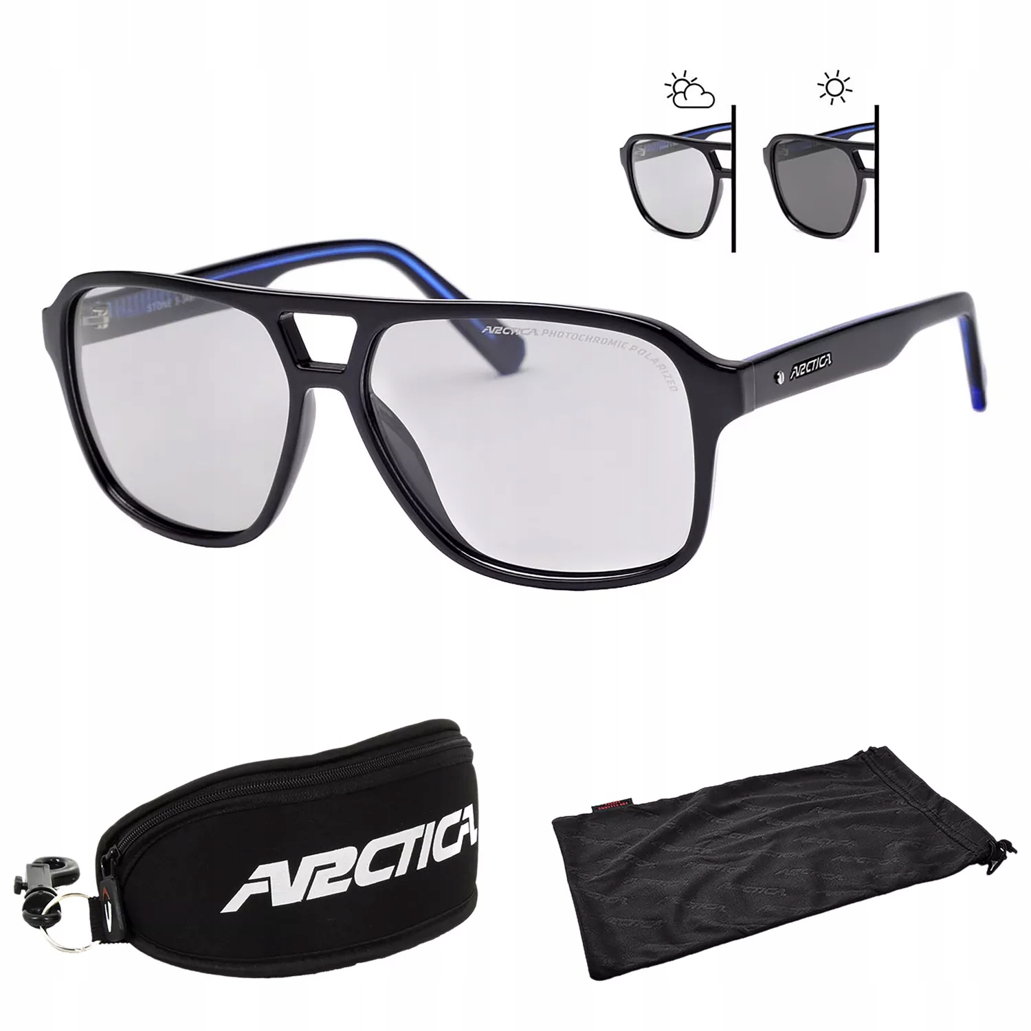 Arctica S348FP Stone Polarizační fotochromatické brýle, černé