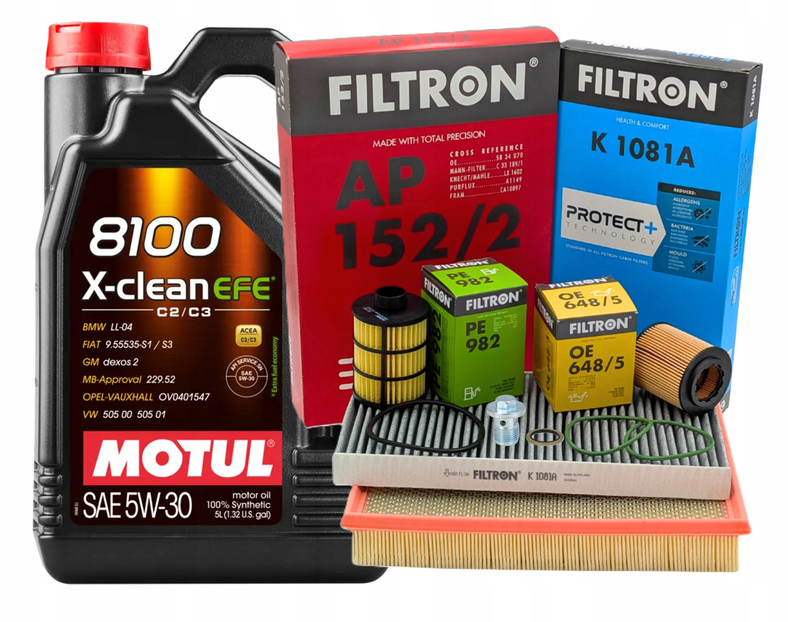 Sada 4 filtrů Filtron Opel Vectra C Signum 1.9 Cdti olej Motul 5W30 5L