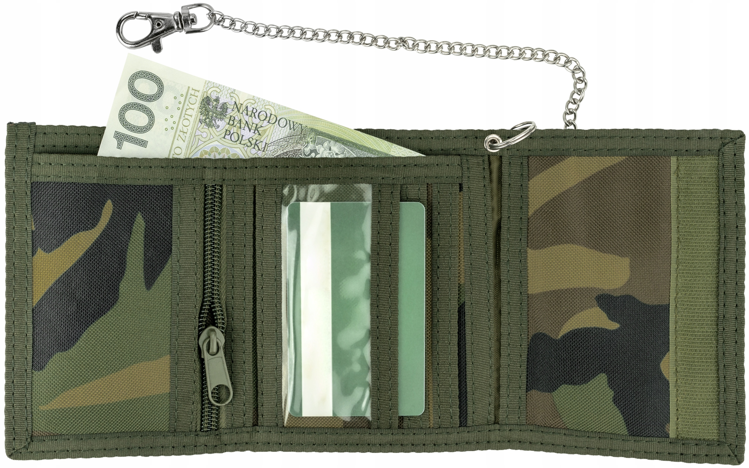 

Portfel militarny Taktyczny z łańcuszkiem Woodland
