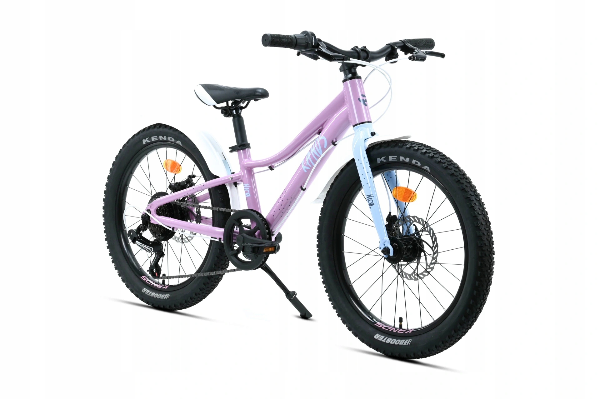 Lekki rower dziecięcy 20″ Kands Nico Alu St tarcze różowo-błękitny 2026