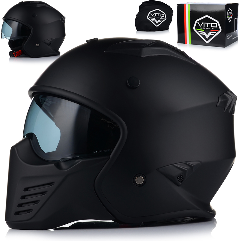 Motocyklová Prilba Vito Bruzano Mat Otvorená Odnímateľná Čeľusť Sklo
