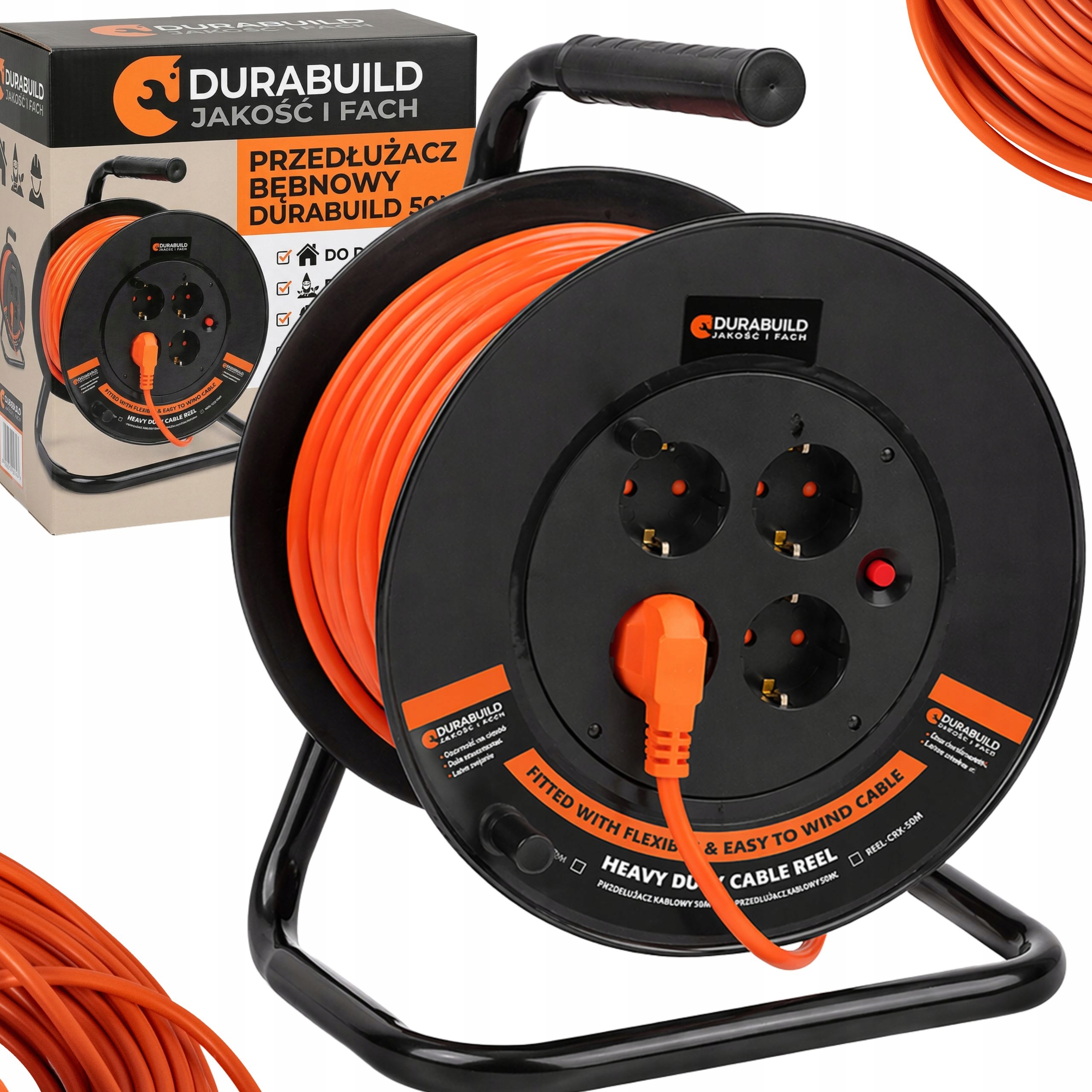 Predlžovací Kábel Bubnový Stavebný Záhradný Kábel Na Bubne 50M 2x1,5