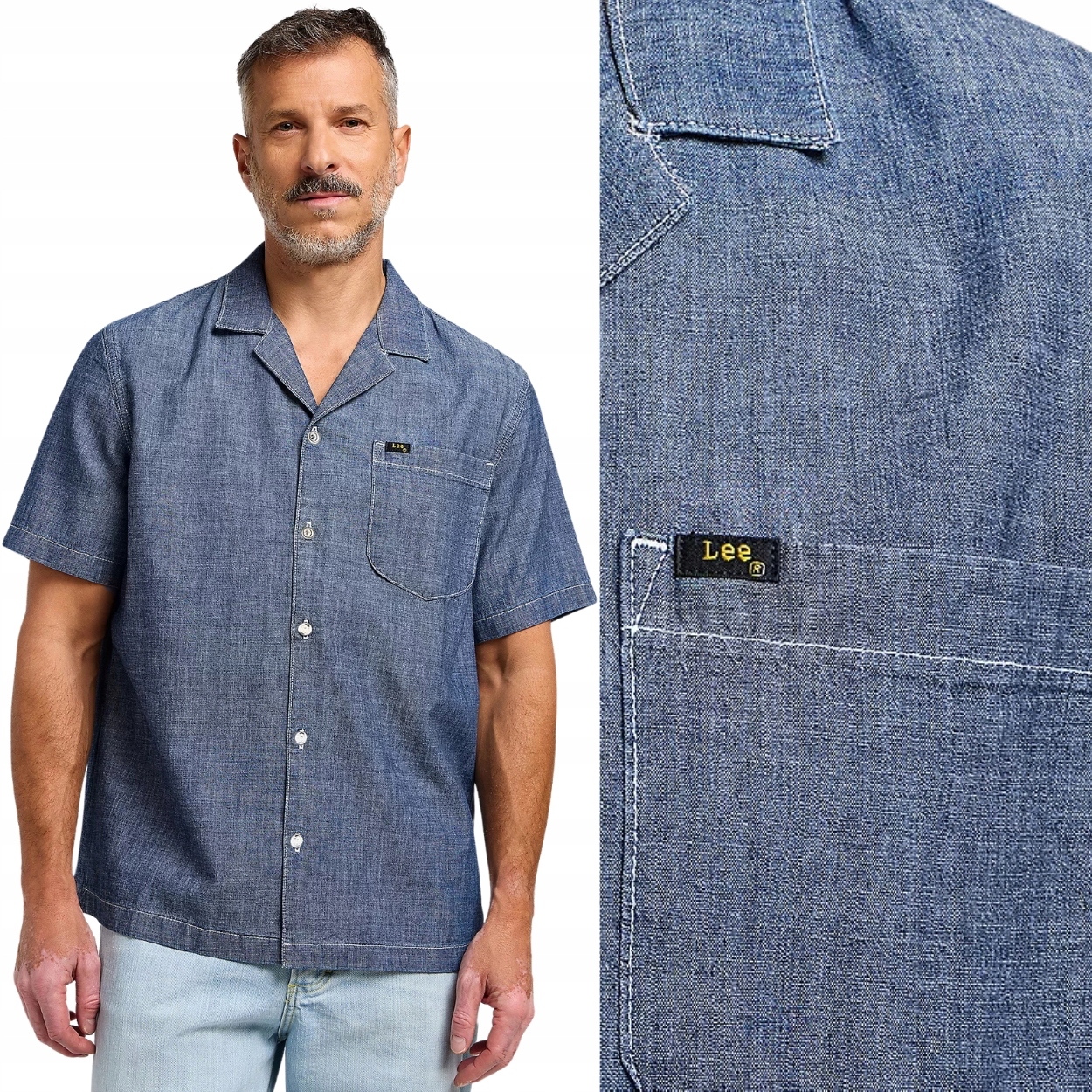 Lee 101 Camp Shirt Premium volná bavlněná košile s krátkým rukávem L