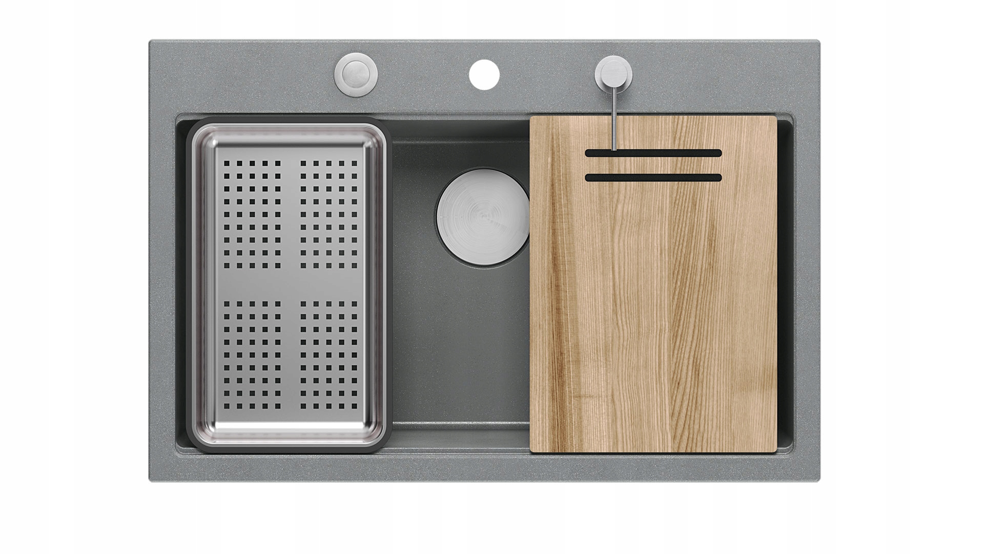 Quadron Marc 110 Granitový 1-komorový drez 76x50x22 cm Šedá/Oceľová