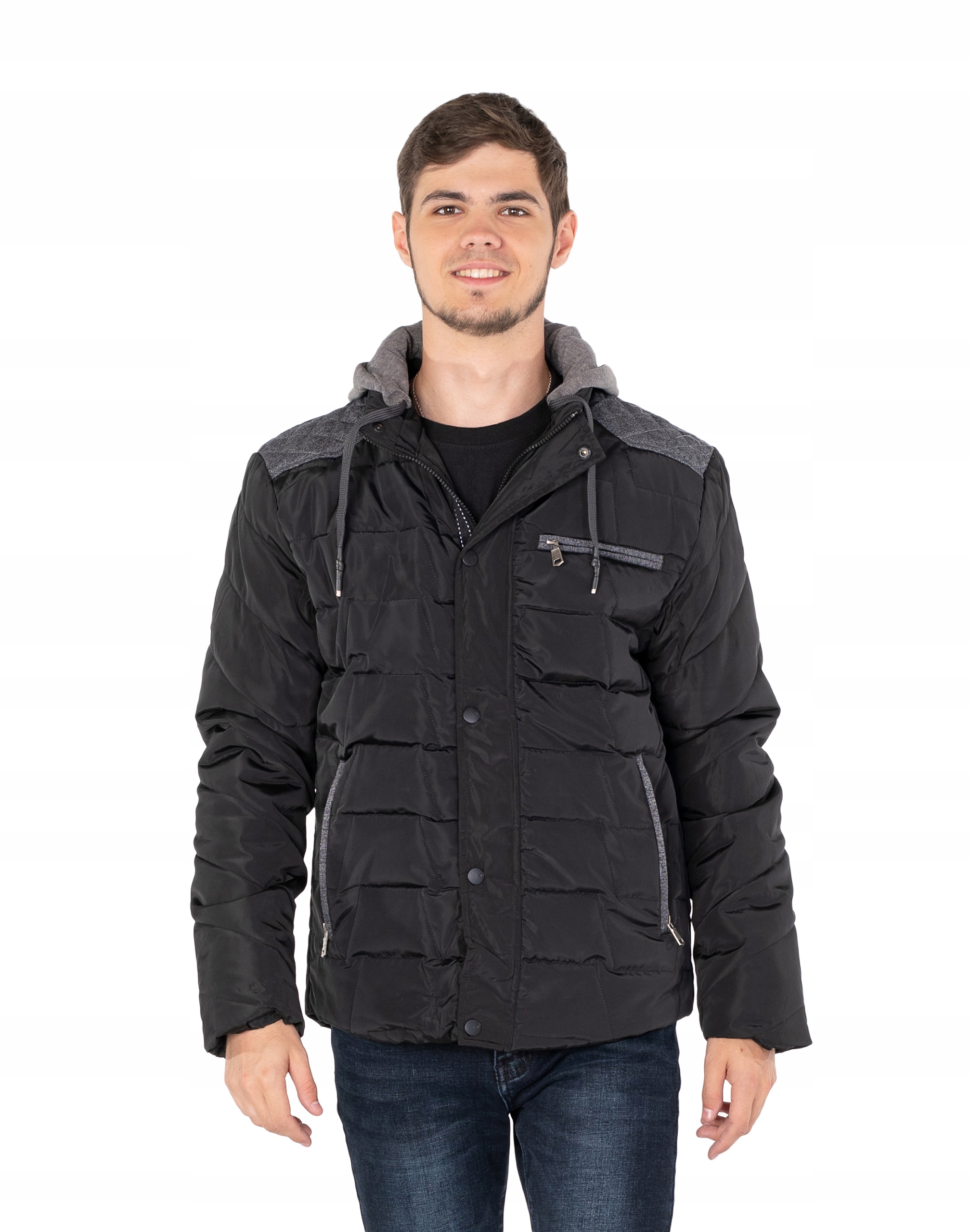 

Kurtka Męska Lekko Ocieplana z Kapturem 055-1 r XL