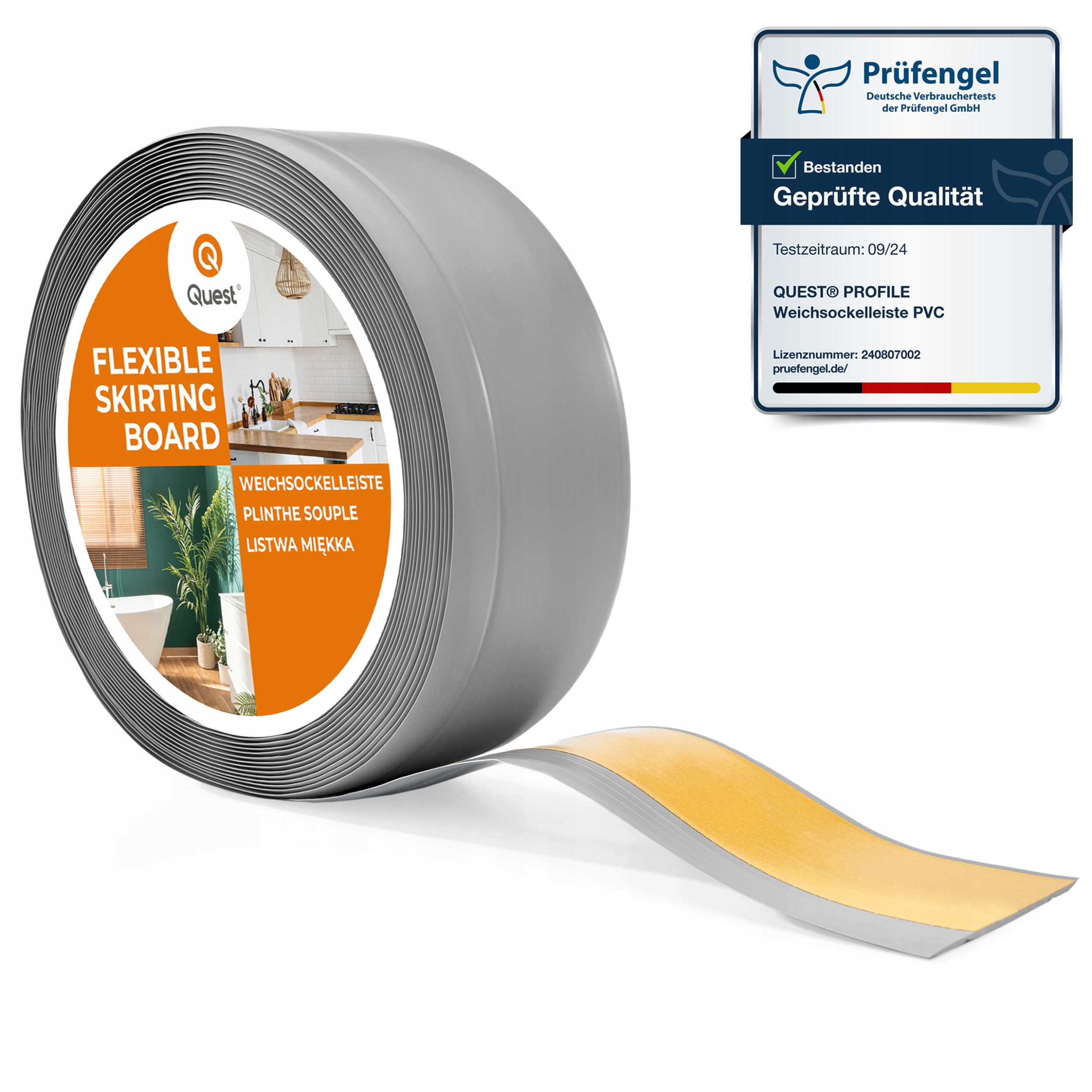 Podlahová lišta Pvc samolepiaca soklová 70x20 mm šedá, 10 m