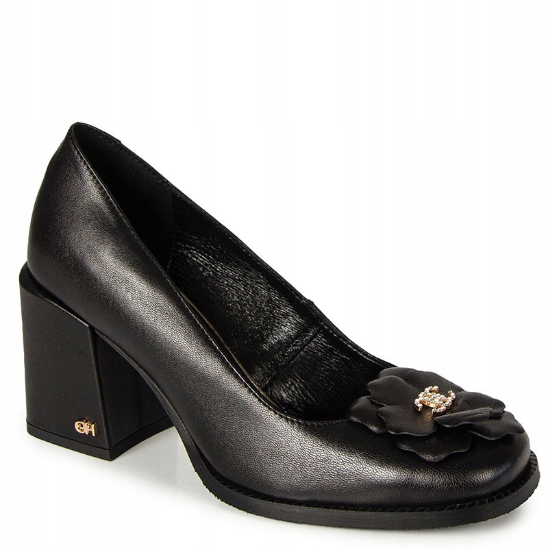 CheBello 4623 Černé Kožené Lícové Lodičky S Ozdobou 36