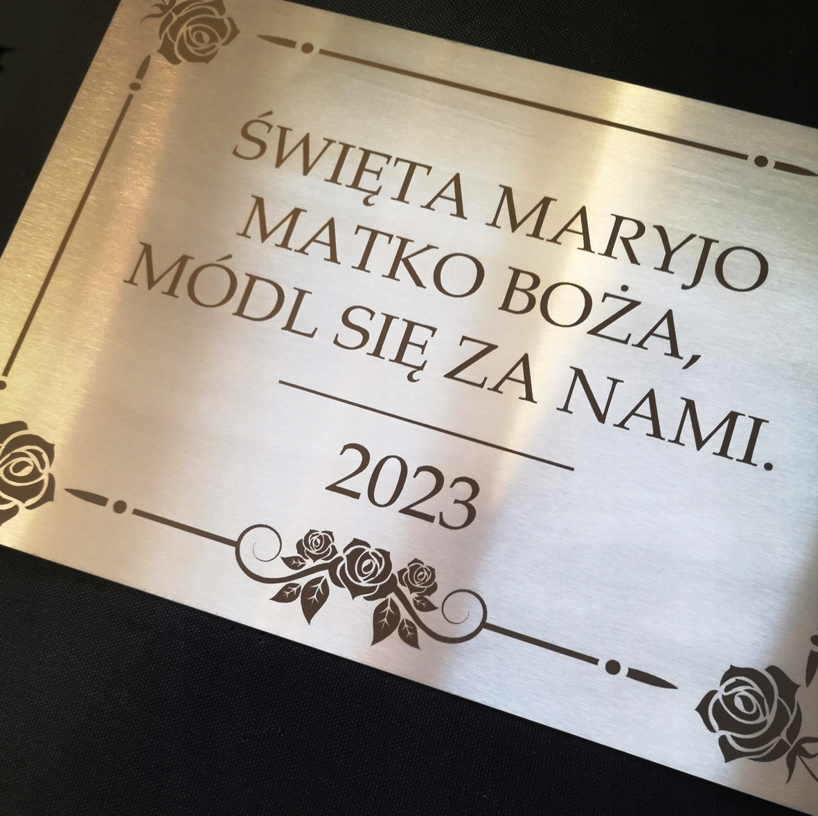 TABLICA Z MODLITWĄ NA KRZYŻ STAL GRAWEROWANA A4 Marka bez marki