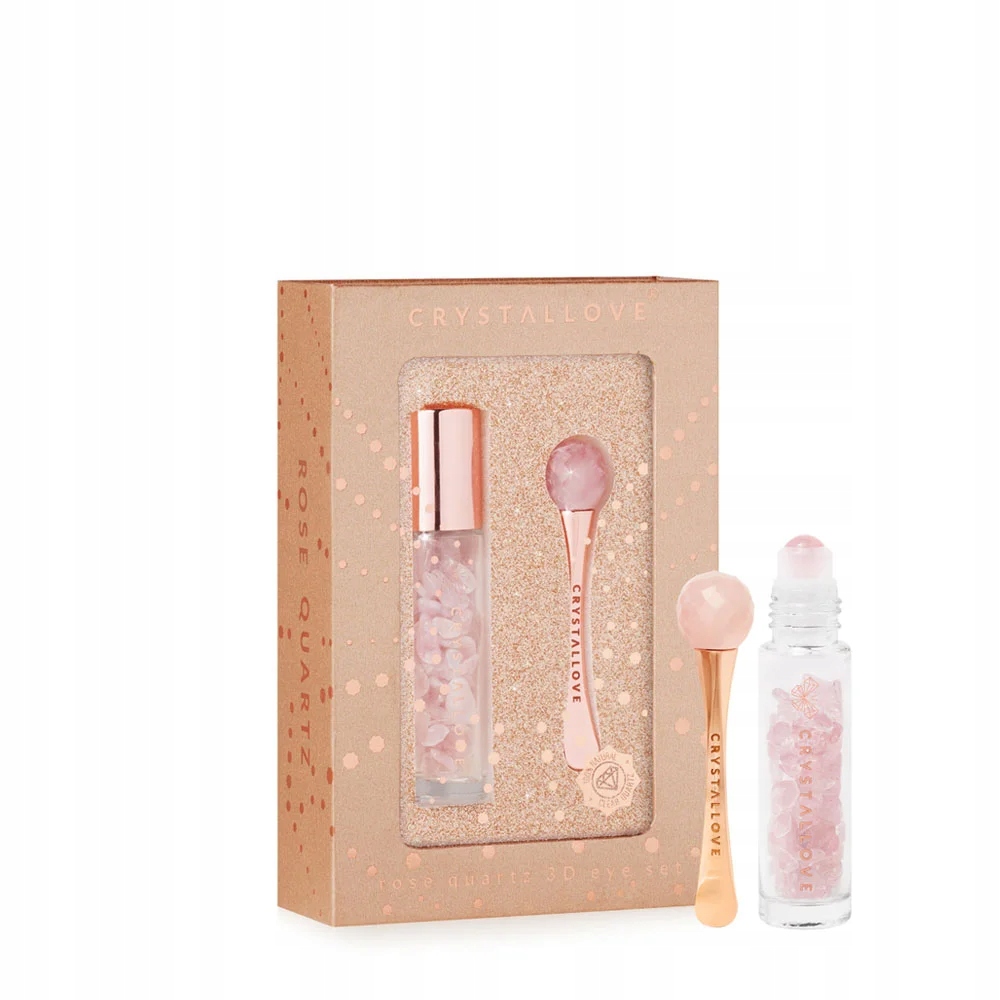 Crystallove Rose quartz 3D eye set masážní přístroj pod oči a roll-on limitovaná barva