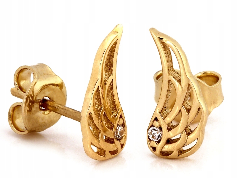 Náušnice Zlaté Ženské křídla 585 na tyči u ucha jako dárek