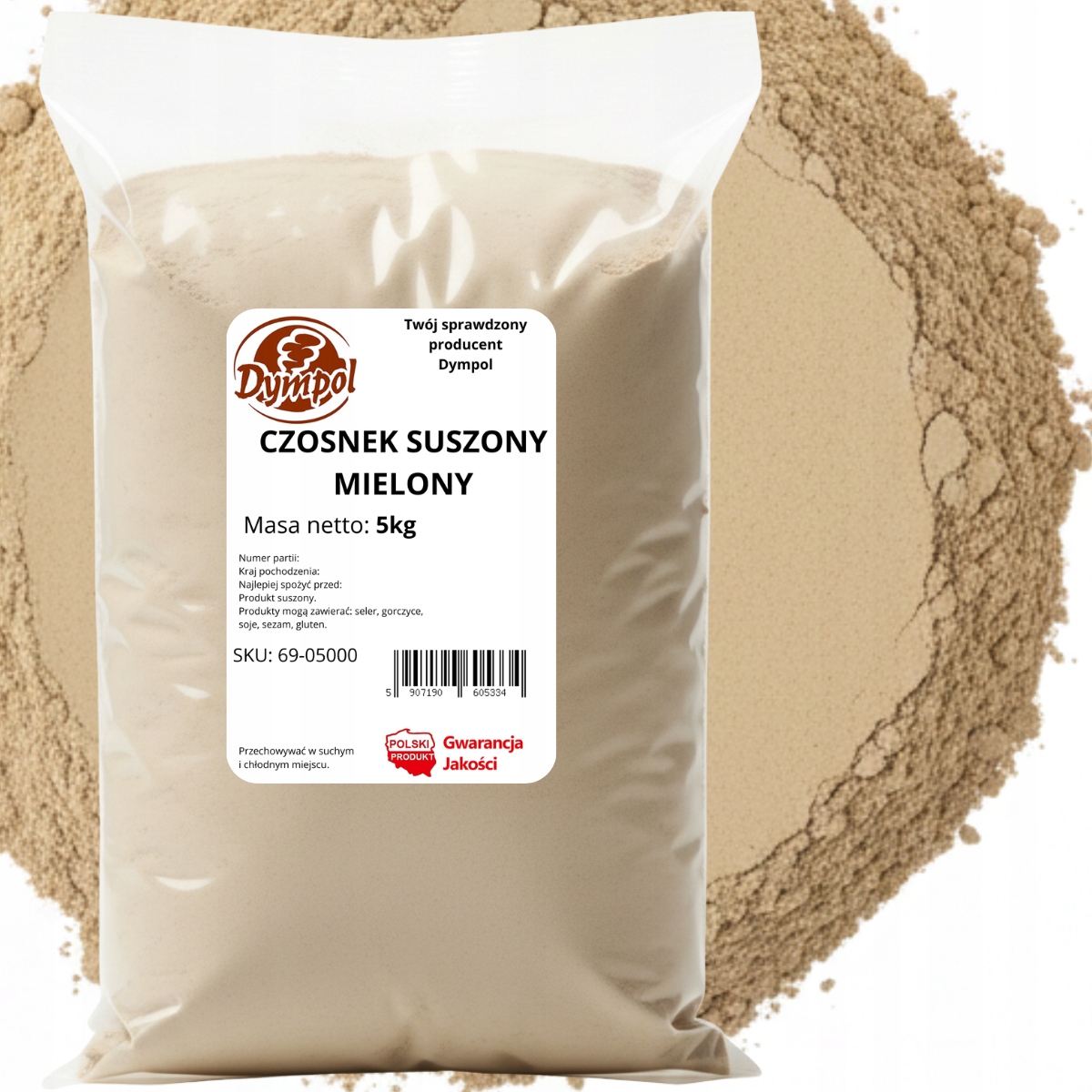 Levně Česnek Sušený Mletý Přírodní aromatické Koření Kvalita Dympol 5 kg