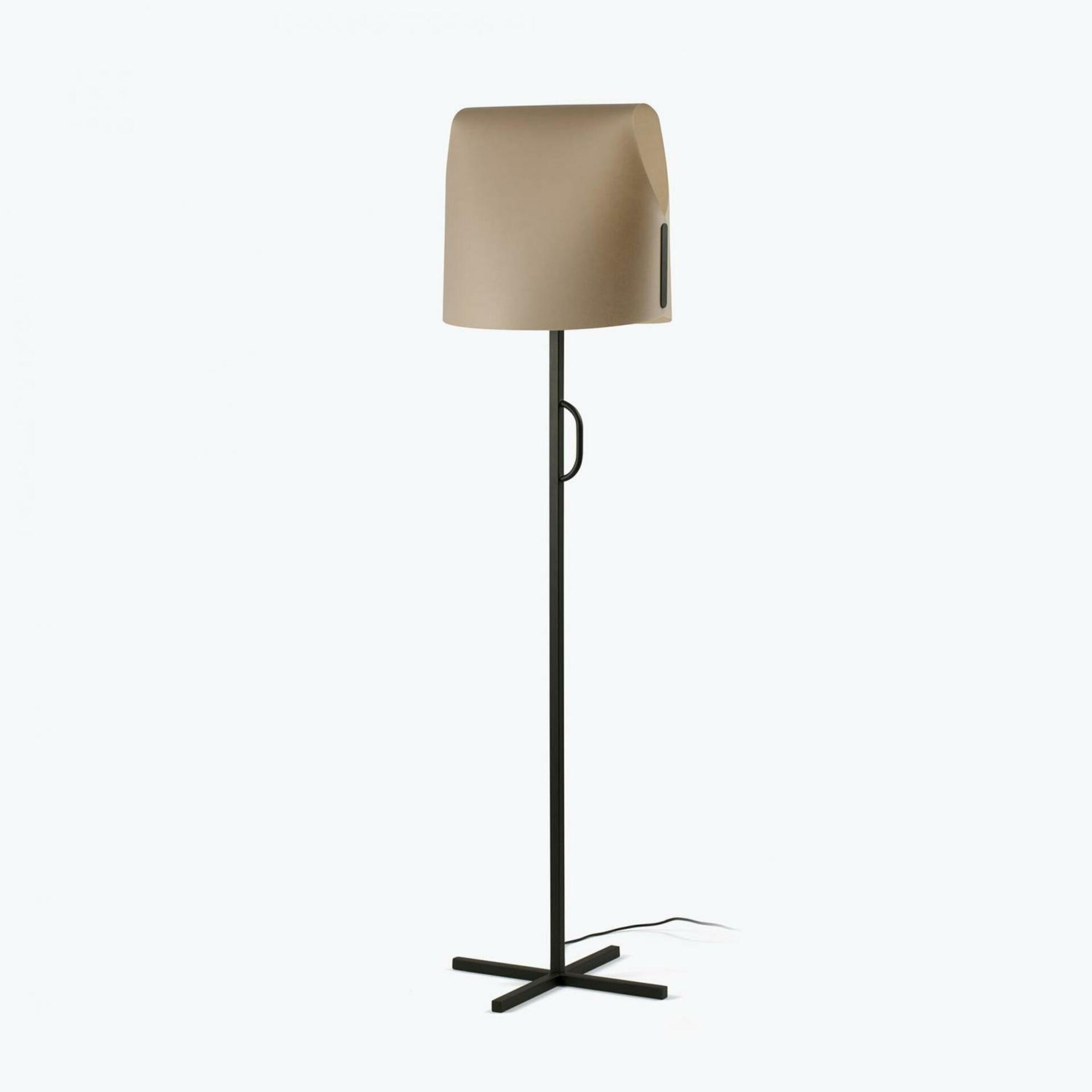 Faro Luang stojaca lampa čierna/hnedá, minimalistická, papyrus