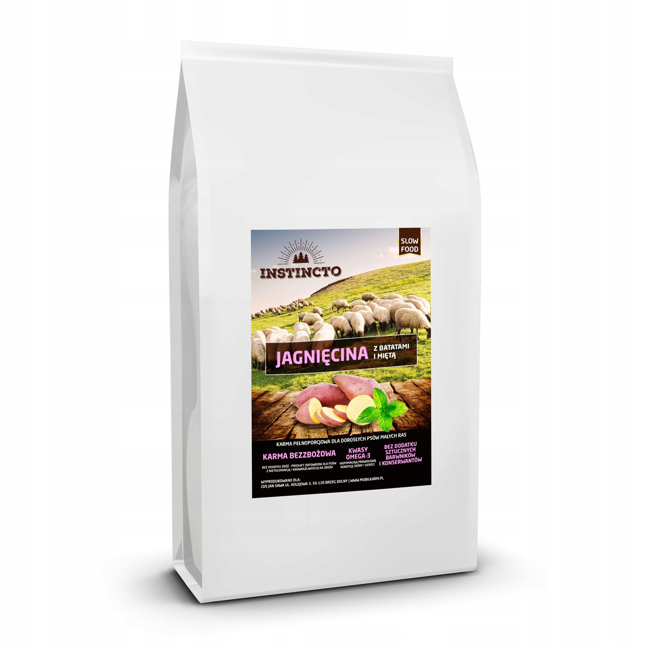 Levně Krmivo pro malého psa Instincto Jehněčí s batáty a mátou 6 kg