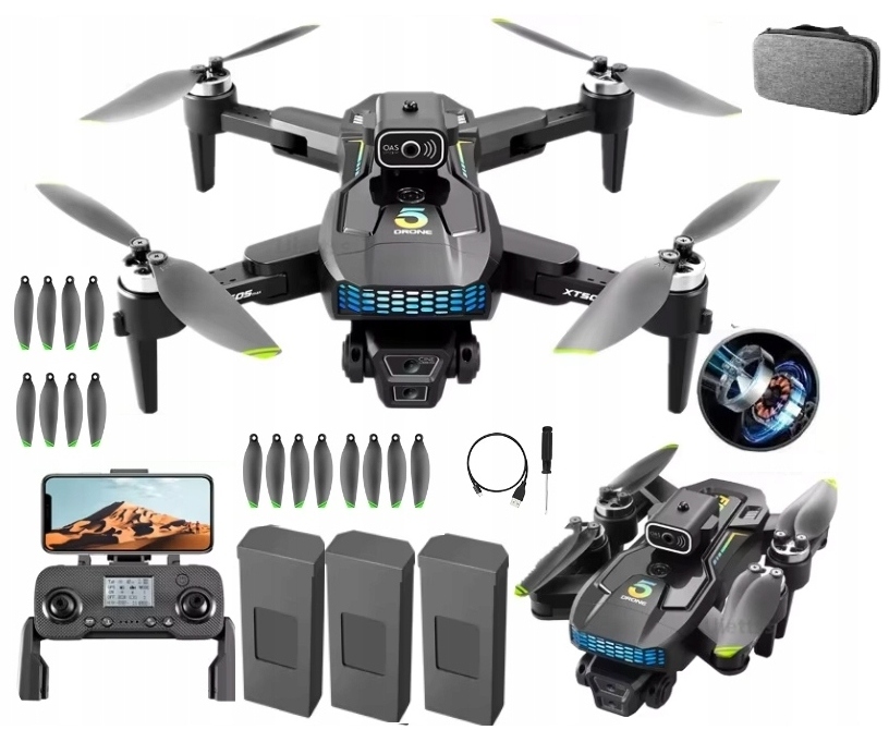 Dron XT505 Kamera Wifi 2000m Gps 3X Bateria Unikanie Przeszkód
