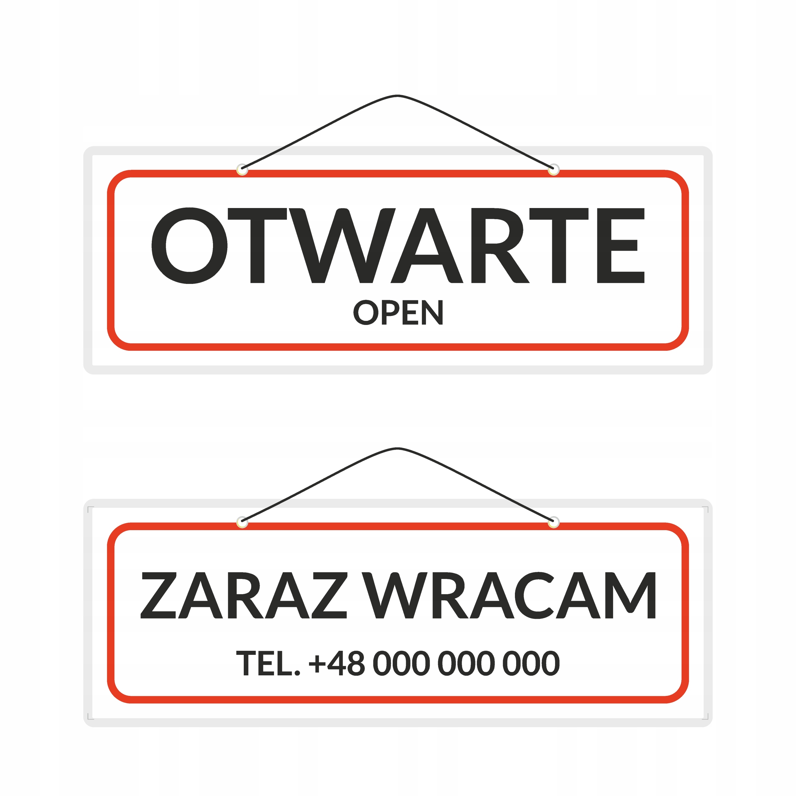 Tabliczka OTWARTE zaraz wracam TEL. Twój Projekt