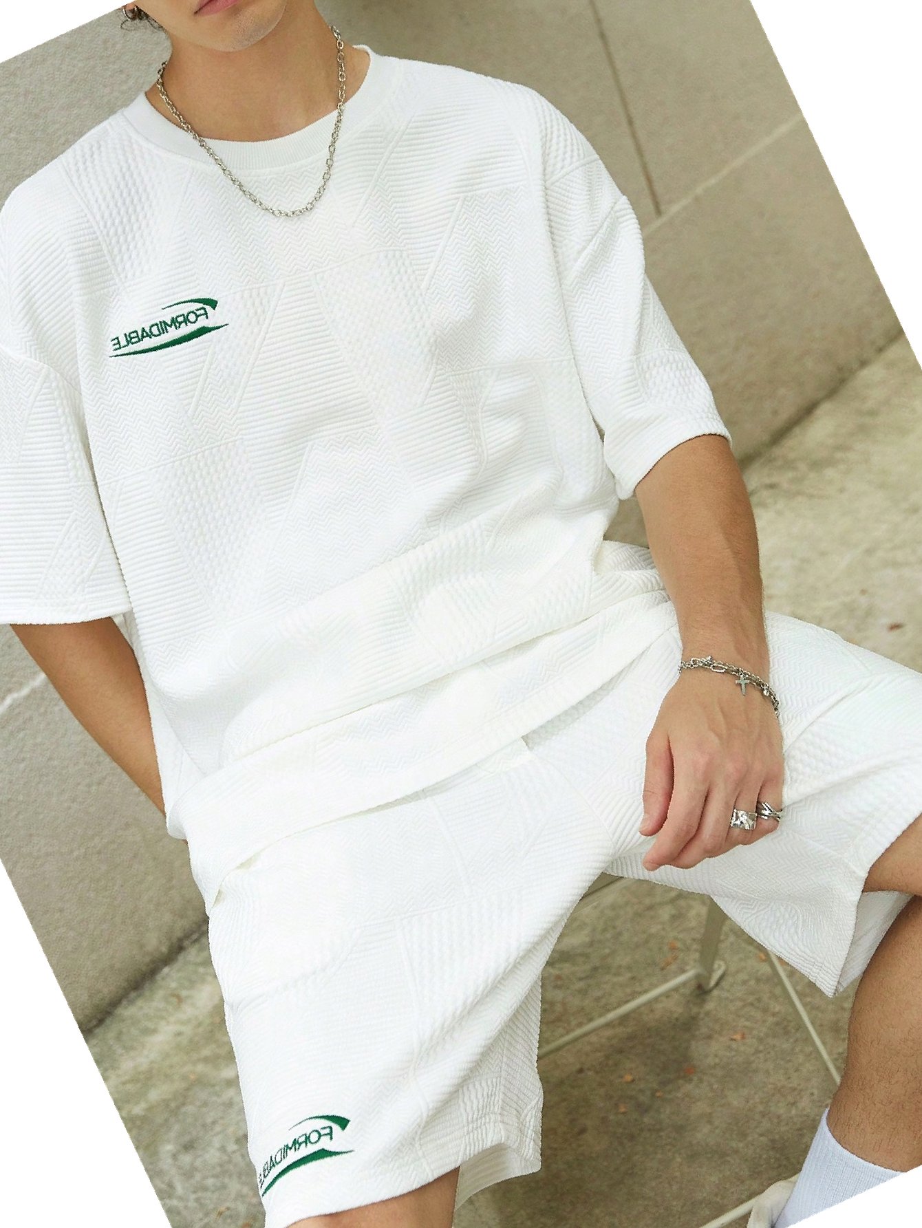 Pánský komplet s výšivkami, tričko Kraťasy Texturované XL