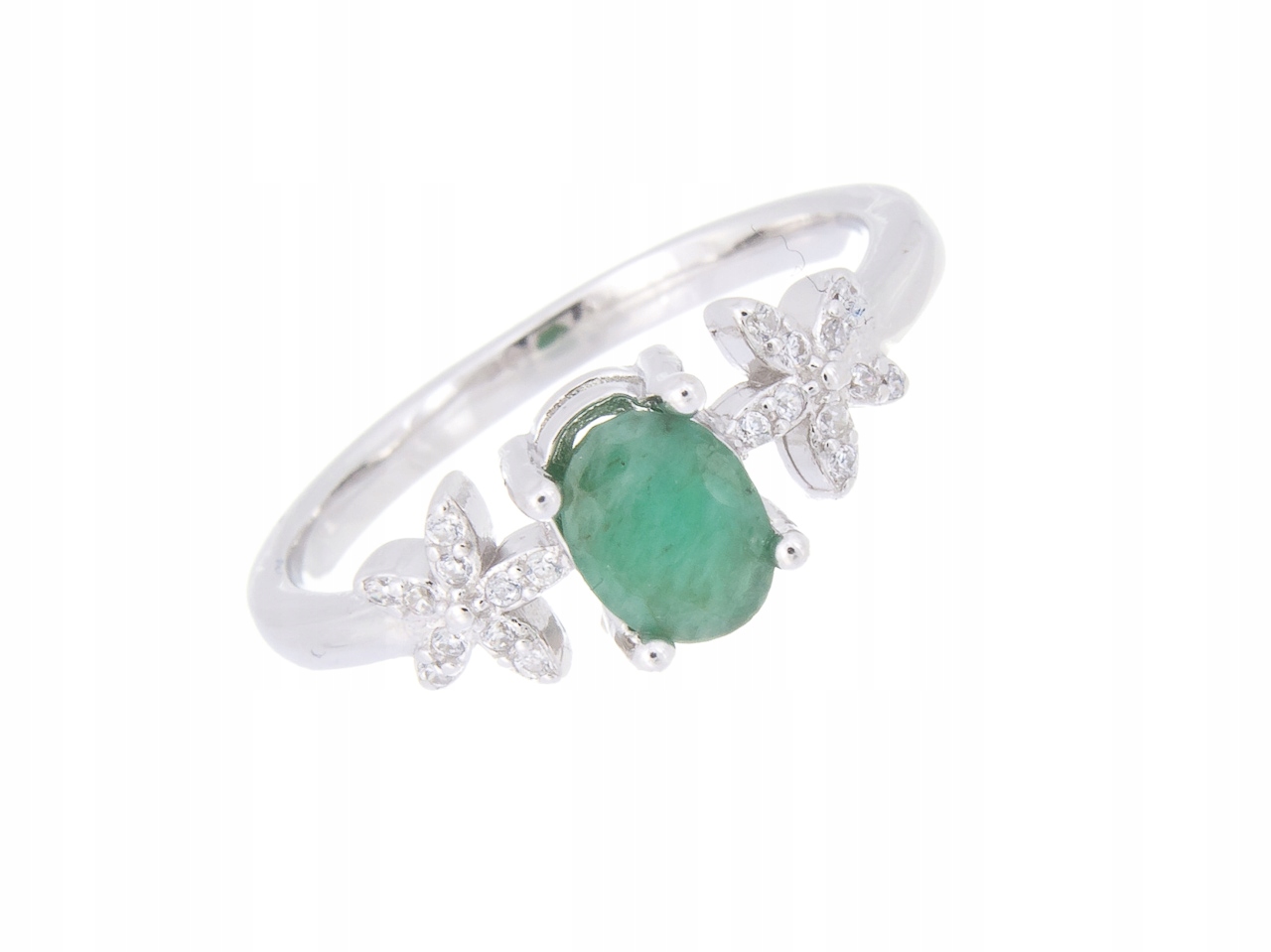 Stříbrný Prstýnek VEL.13 Smaragd Přírodní